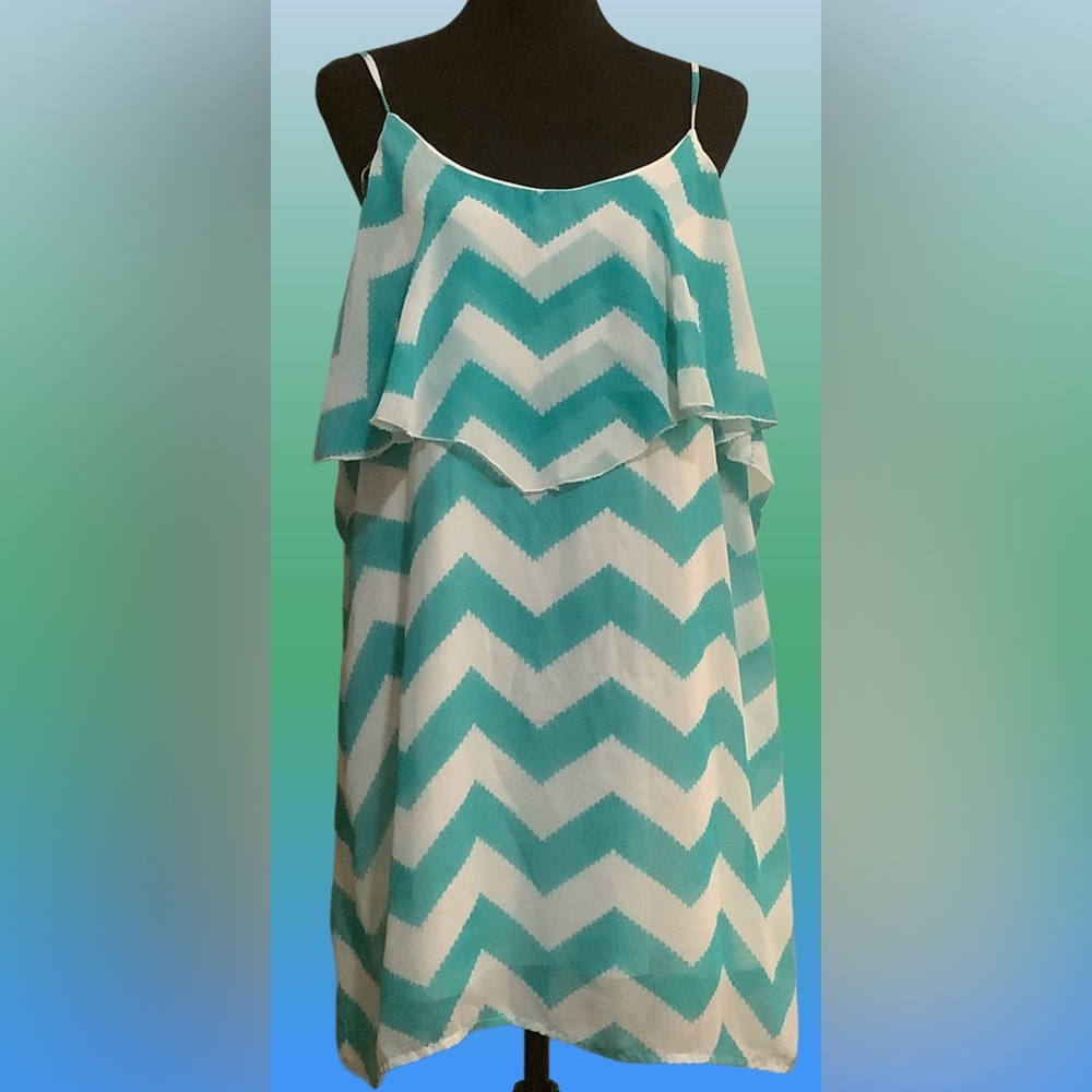 Charlotte Russe Blue and White Ruffled Sundress